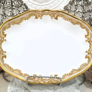 French SEVRES 18th Century "Frise D'Or" Gold Gilt Lattice White Serving Bowl